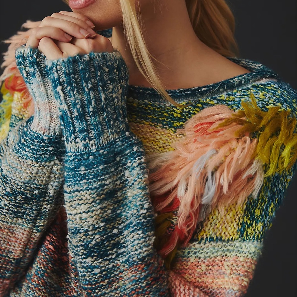 Anthropologie Embellished Ombre Sweater RARE Sold out NWT $198 - Picture 2 of 5